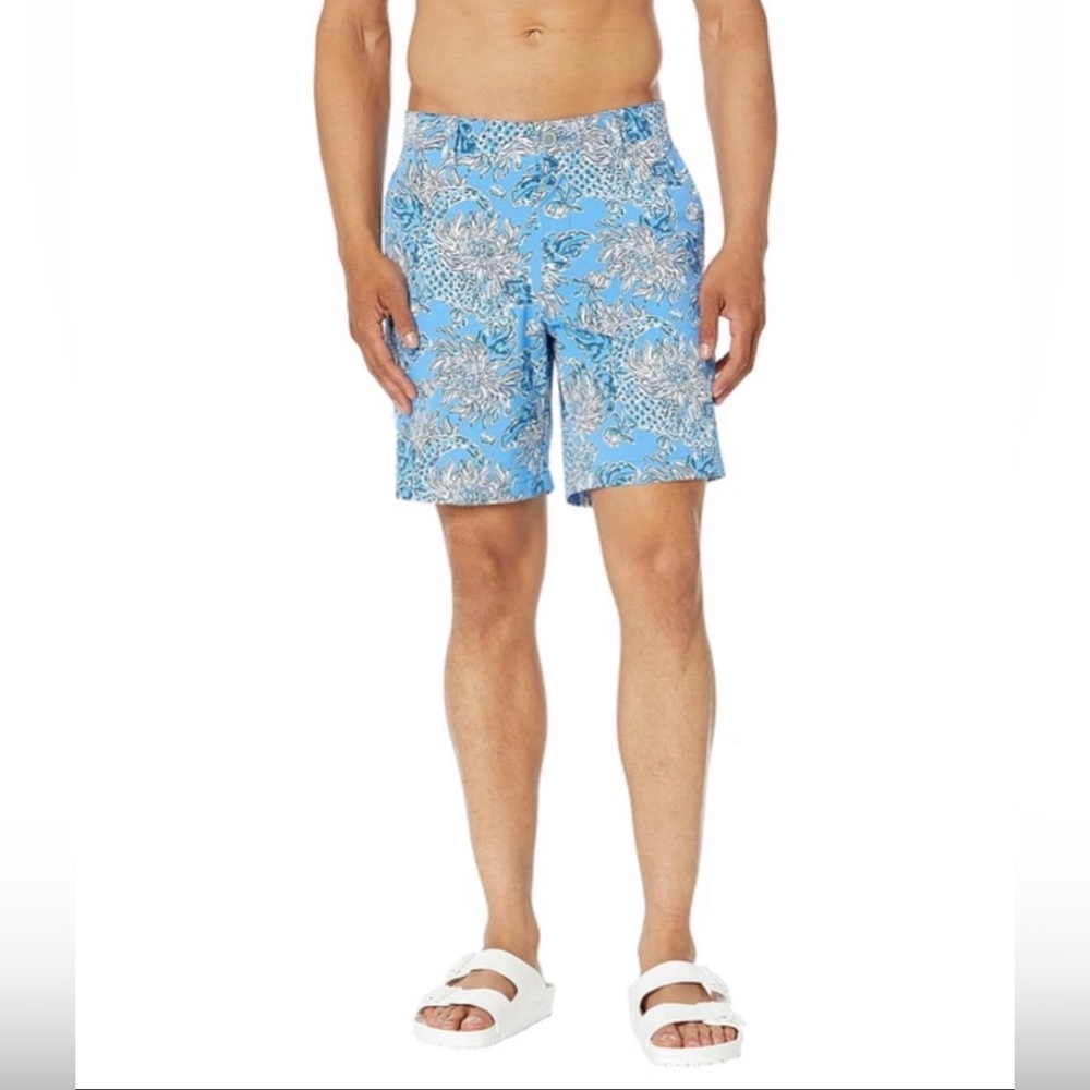 Lilly Pulitzer x Southern Tide Men 30‎ CROC LOCK IT BRRRDIE 8" SHORTS Boca Blue